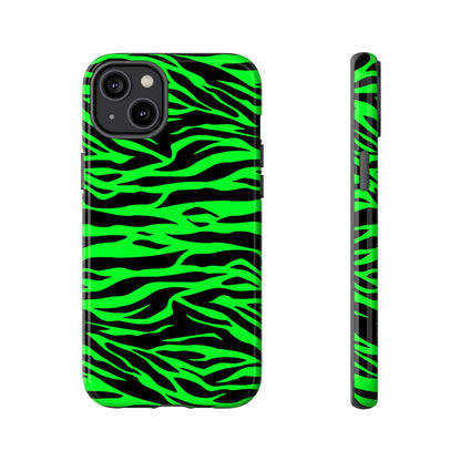 Green Cute Wild Tiger Print Pattern Tough Phone Case, Phone Case, JSCHAFFA.com