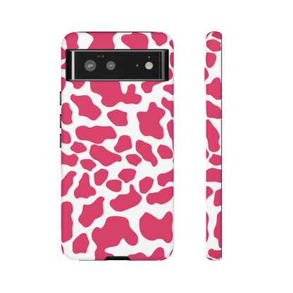 Pink Cow Print Cellphone Case iPhone Samsung Google, Phone Case, JSCHAFFA.com