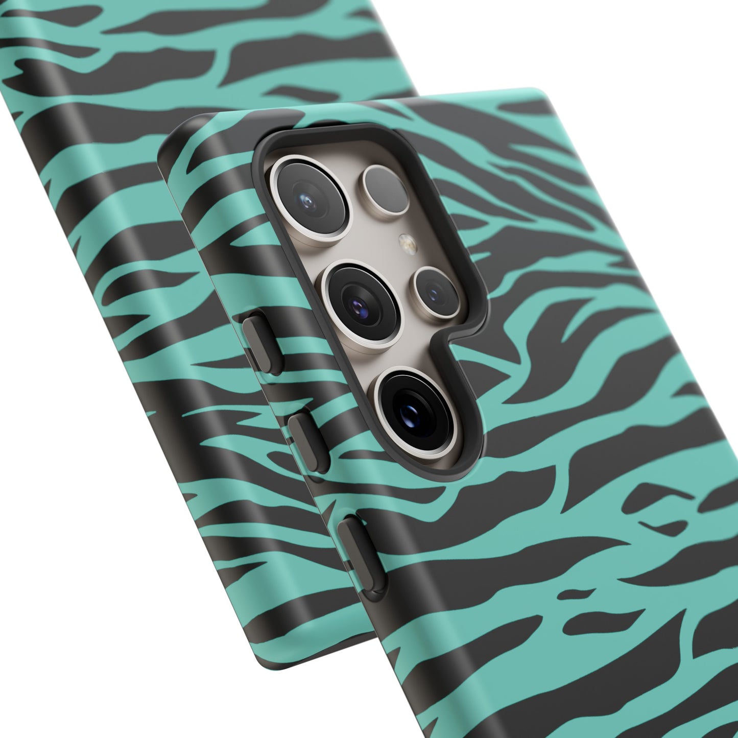 Aqua Cute Wild Tiger Print Pattern Tough Phone Case, Phone Case, JSCHAFFA.com