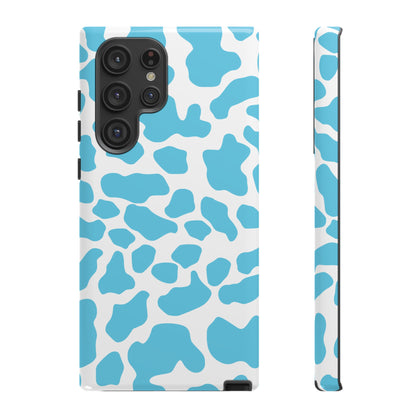 Blue Cow print phone case iPhone Samsung Google, Phone Case, JSCHAFFA.com