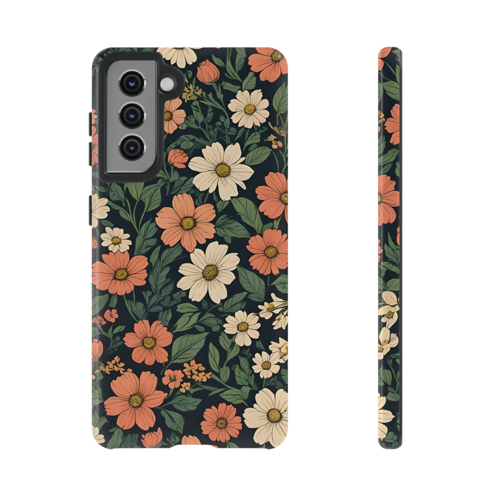 Orange & White Floral Phone Case - Elegant Protection for iPhone, Samsung, and Google Phones, Phone Case, JSCHAFFA.com