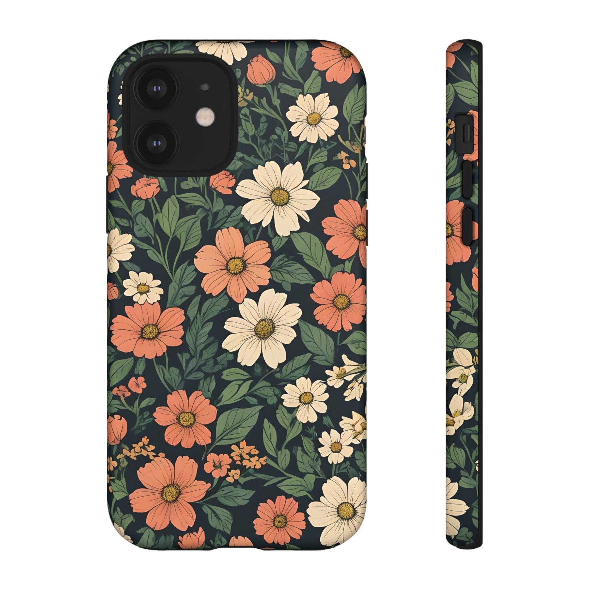 Orange & White Floral Phone Case - Elegant Protection for iPhone, Samsung, and Google Phones, Phone Case, JSCHAFFA.com