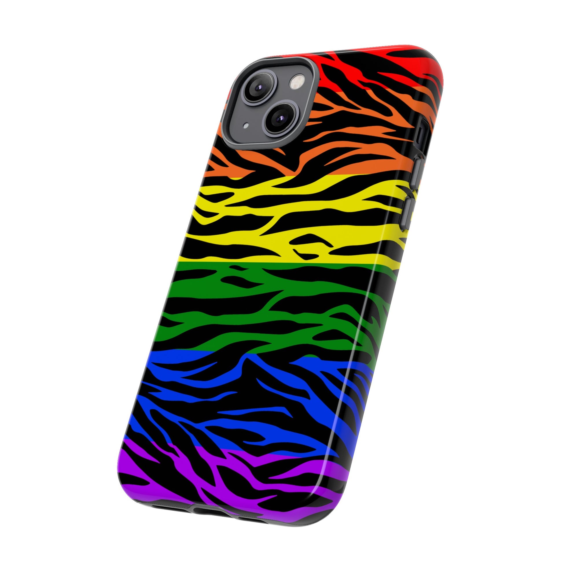 Pride LGBT Rainbow Discrete Tough Phone Case Tiger Print, Phone Case, JSCHAFFA.com