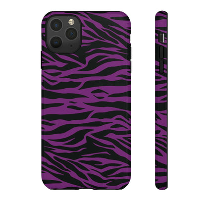 Purple Black Tiger print tough phone case, Phone Case, JSCHAFFA.com