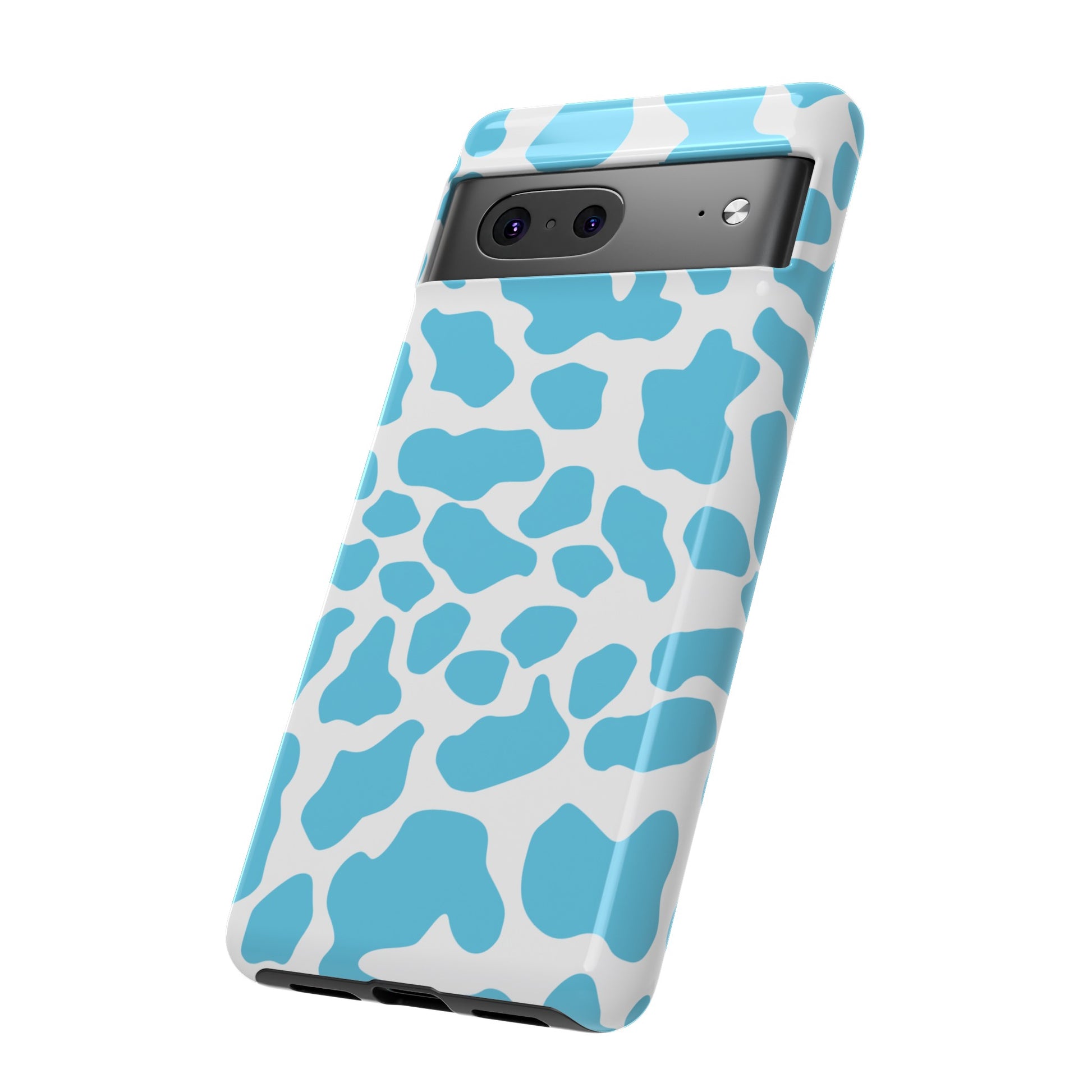 Blue Cow print phone case iPhone Samsung Google, Phone Case, JSCHAFFA.com