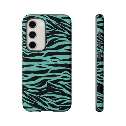 Aqua Cute Wild Tiger Print Pattern Tough Phone Case, Phone Case, JSCHAFFA.com