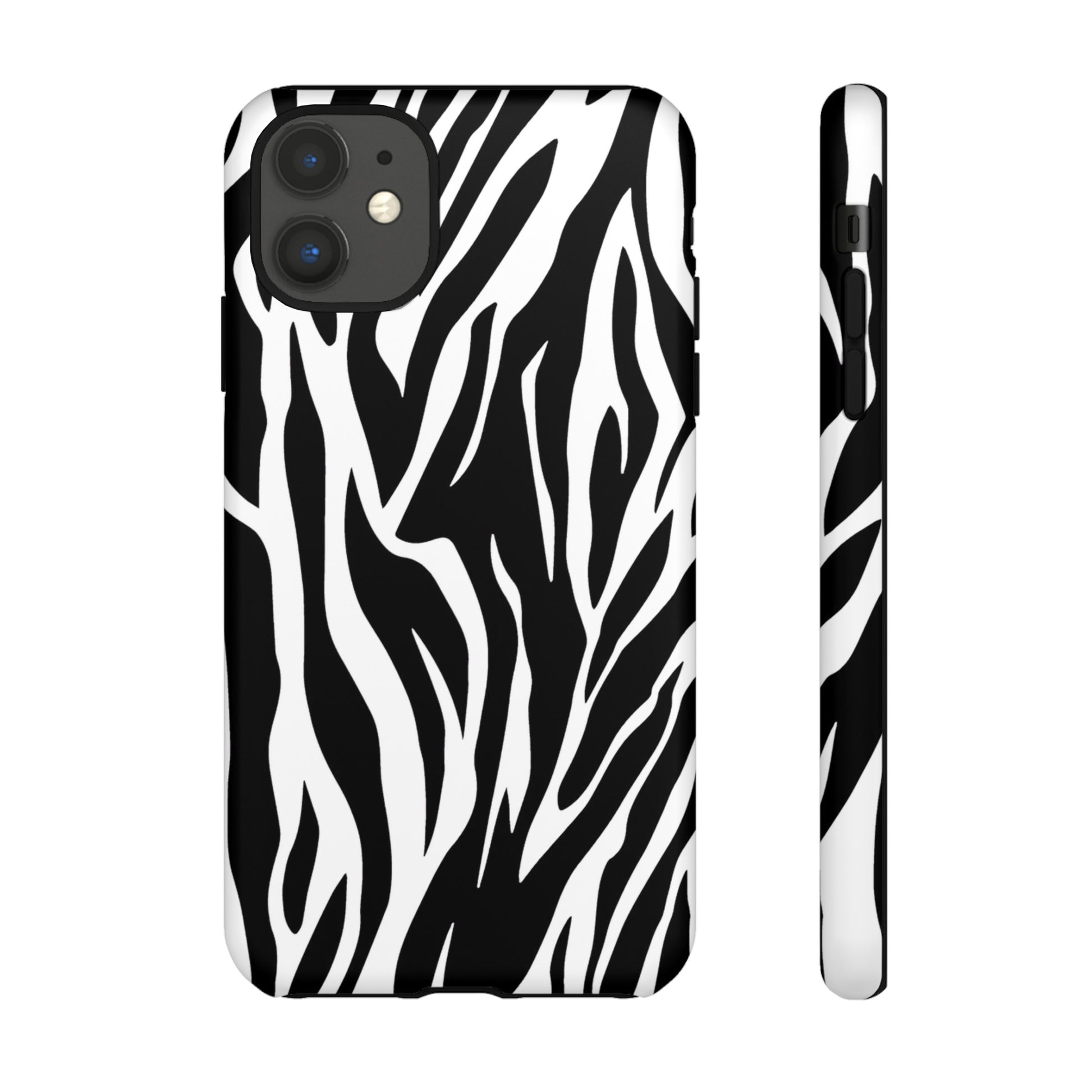 Black White Tiger Print Tough Case Cover for iPhone Samsung and Google phones., Phone Case, JSCHAFFA.com