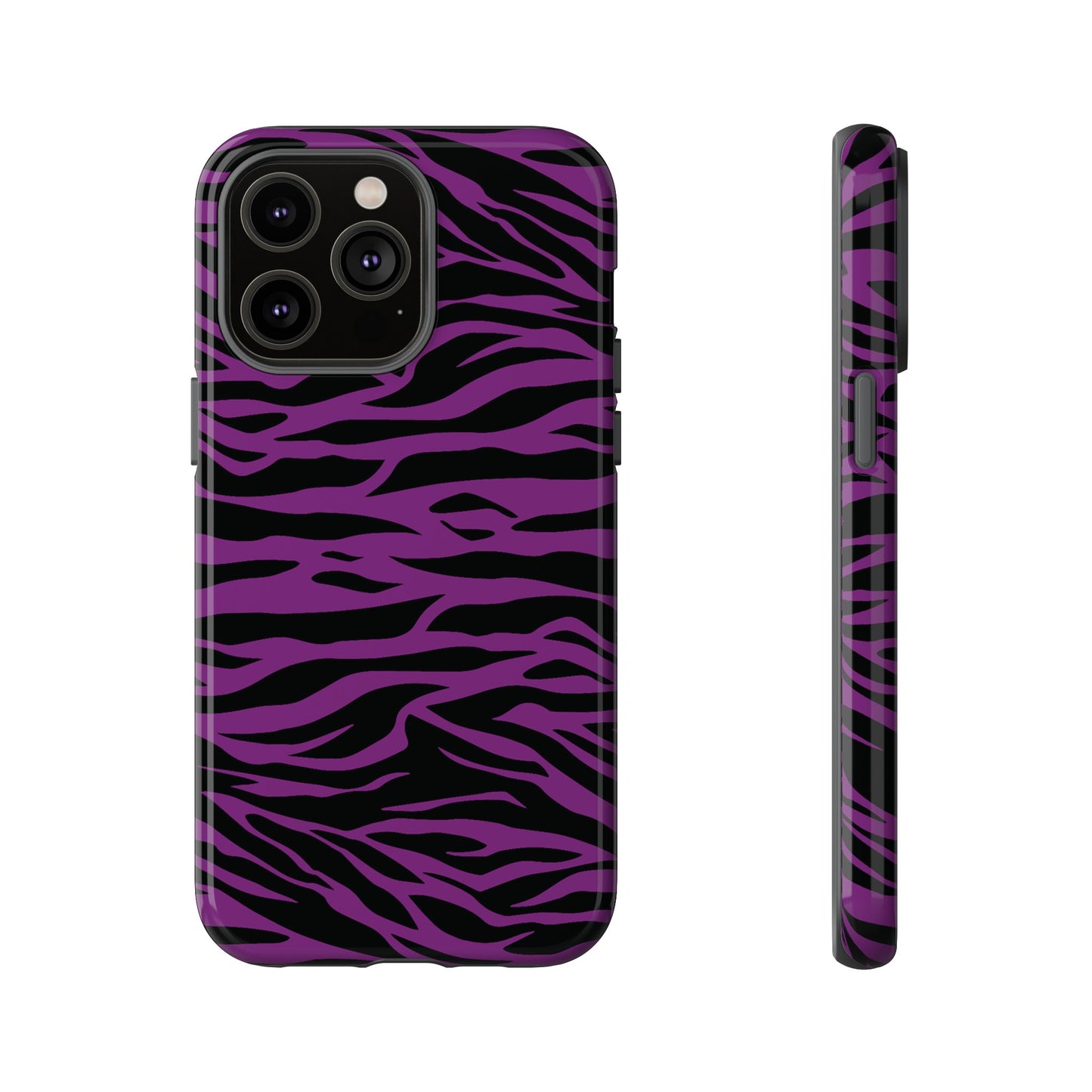 Purple Black Tiger print tough phone case, Phone Case, JSCHAFFA.com