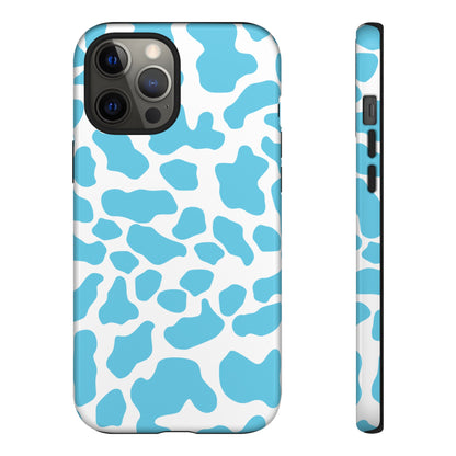 Blue Cow print phone case iPhone Samsung Google, Phone Case, JSCHAFFA.com