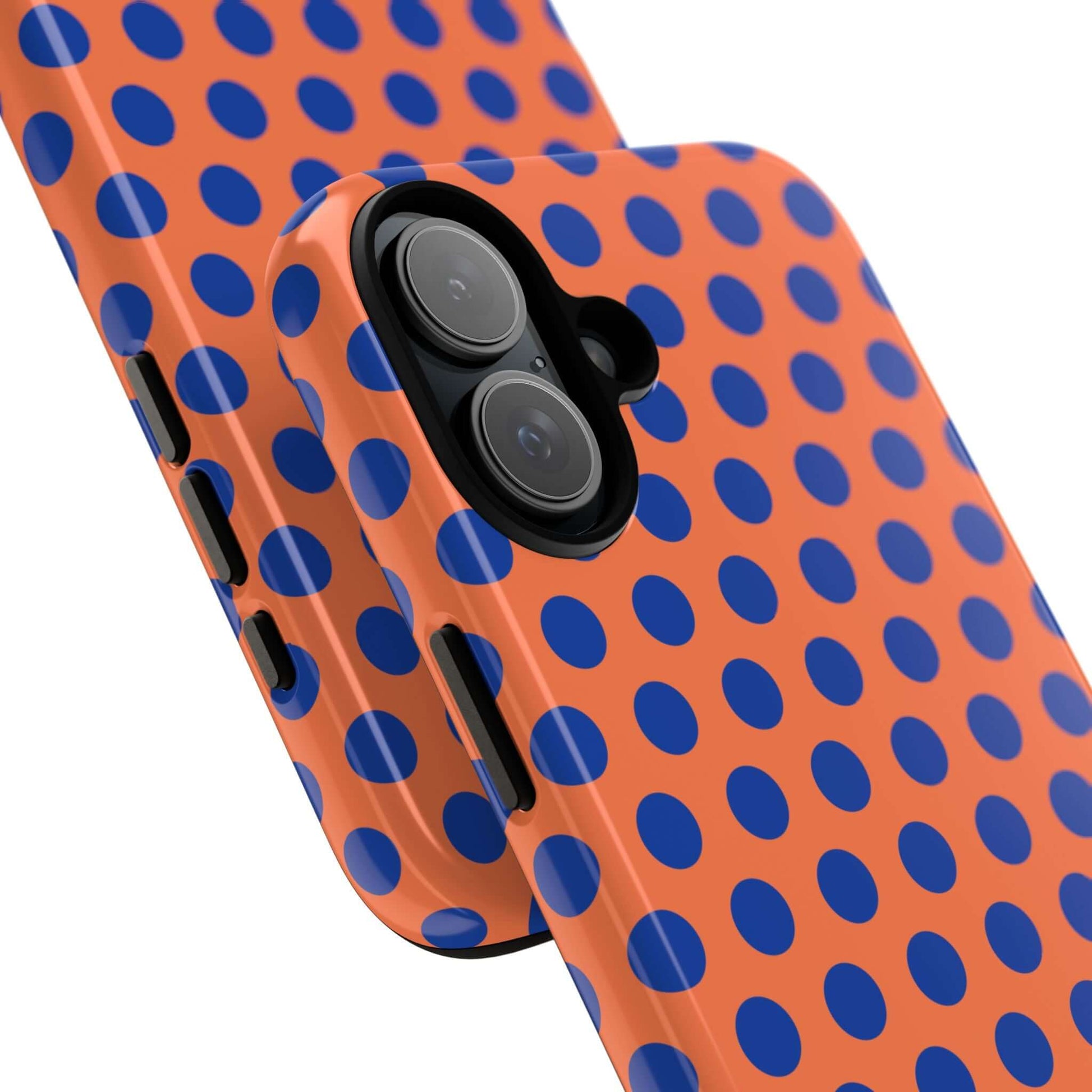 Orange & Blue Polkadot Tough Phone Case for iPhone, Samsung, and Google Phones