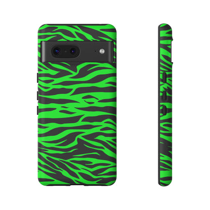 Green Cute Wild Tiger Print Pattern Tough Phone Case, Phone Case, JSCHAFFA.com