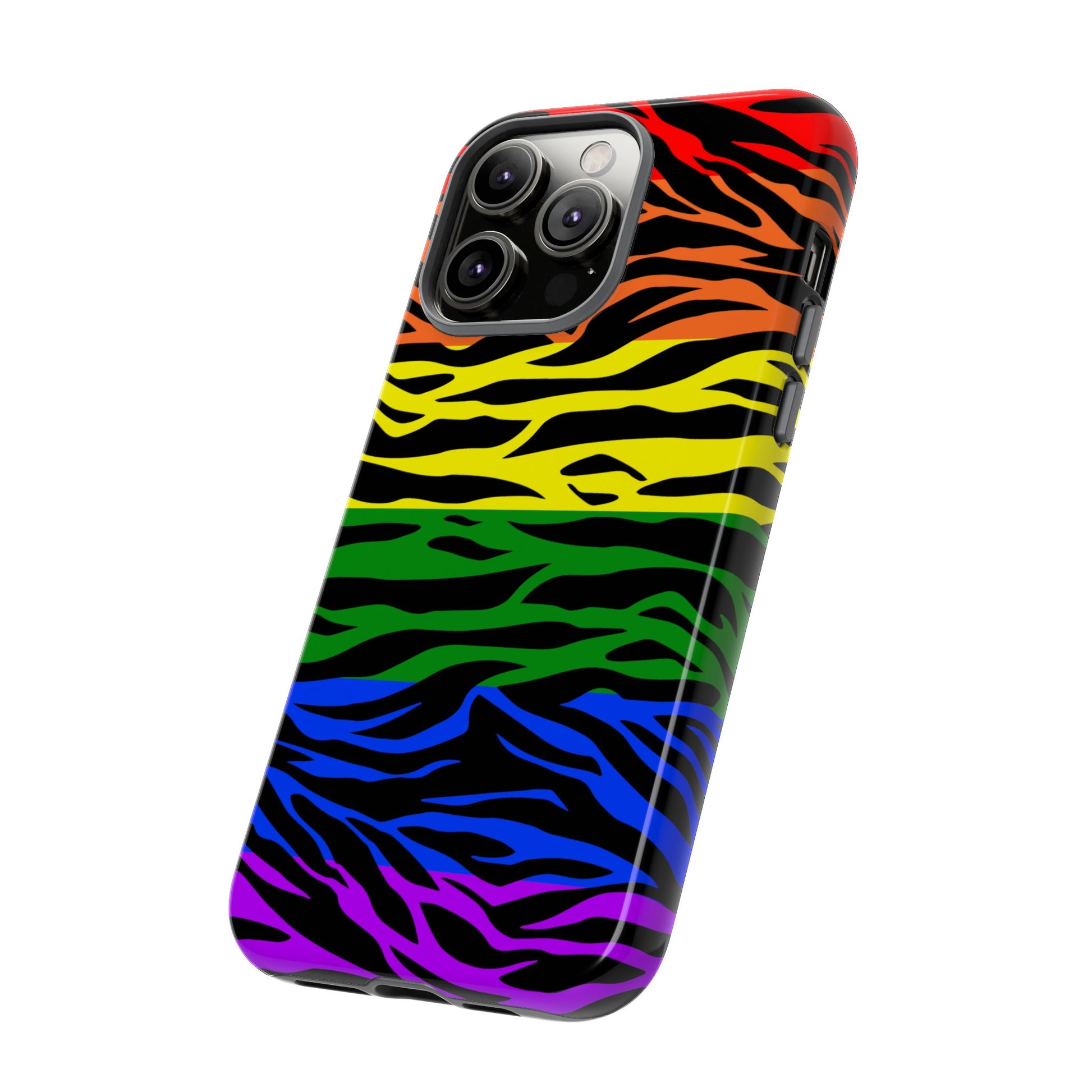 Pride LGBT Rainbow Discrete Tough Phone Case Tiger Print, Phone Case, JSCHAFFA.com