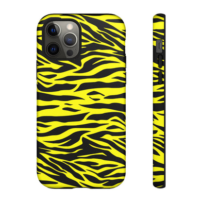 Yellow Cute Wild Tiger Print Pattern Tough Phone Case, Phone Case, JSCHAFFA.com