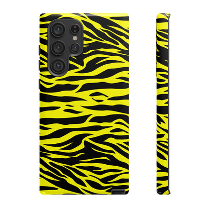 Yellow Cute Wild Tiger Print Pattern Tough Phone Case