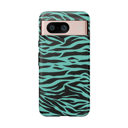 Aqua Cute Wild Tiger Print Pattern Tough Phone Case, Phone Case, JSCHAFFA.com