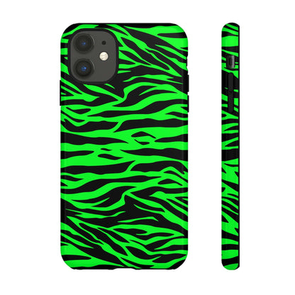 Green Cute Wild Tiger Print Pattern Tough Phone Case, Phone Case, JSCHAFFA.com