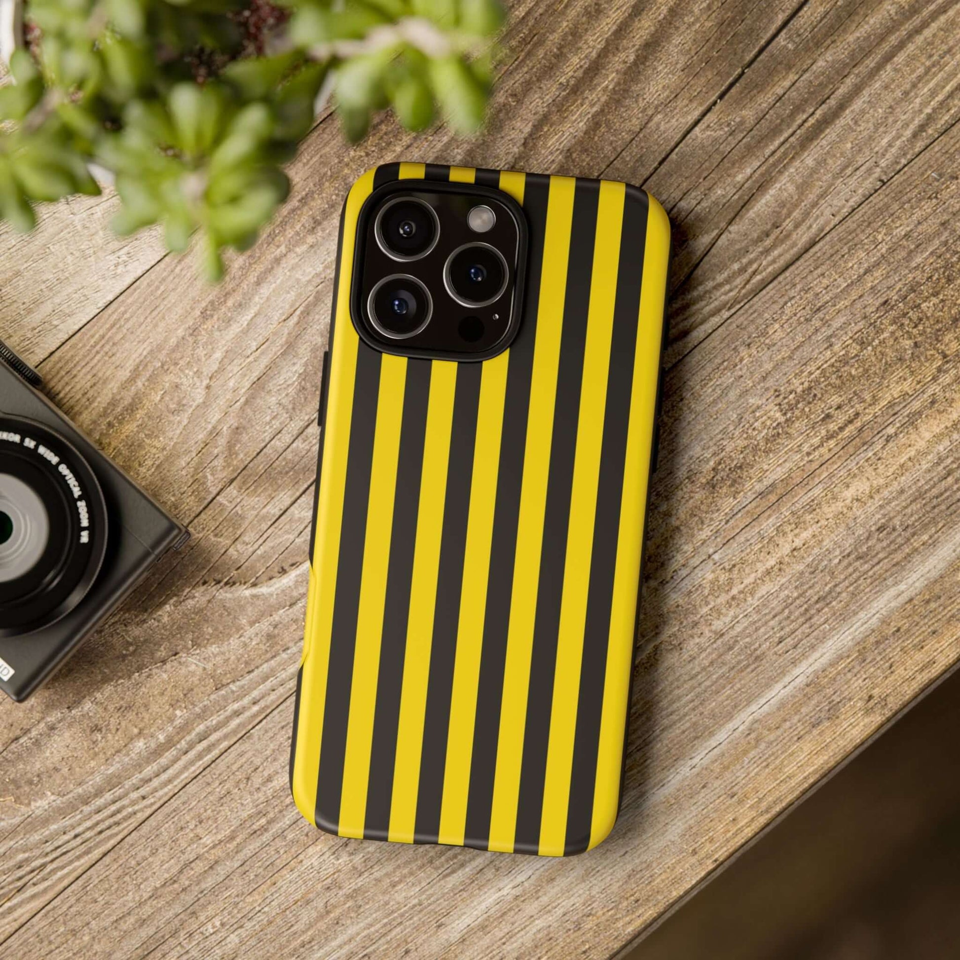 Yellow & Black Stripe Tough Case Phone Case for iPhone, Samsung, Google Mobile phones