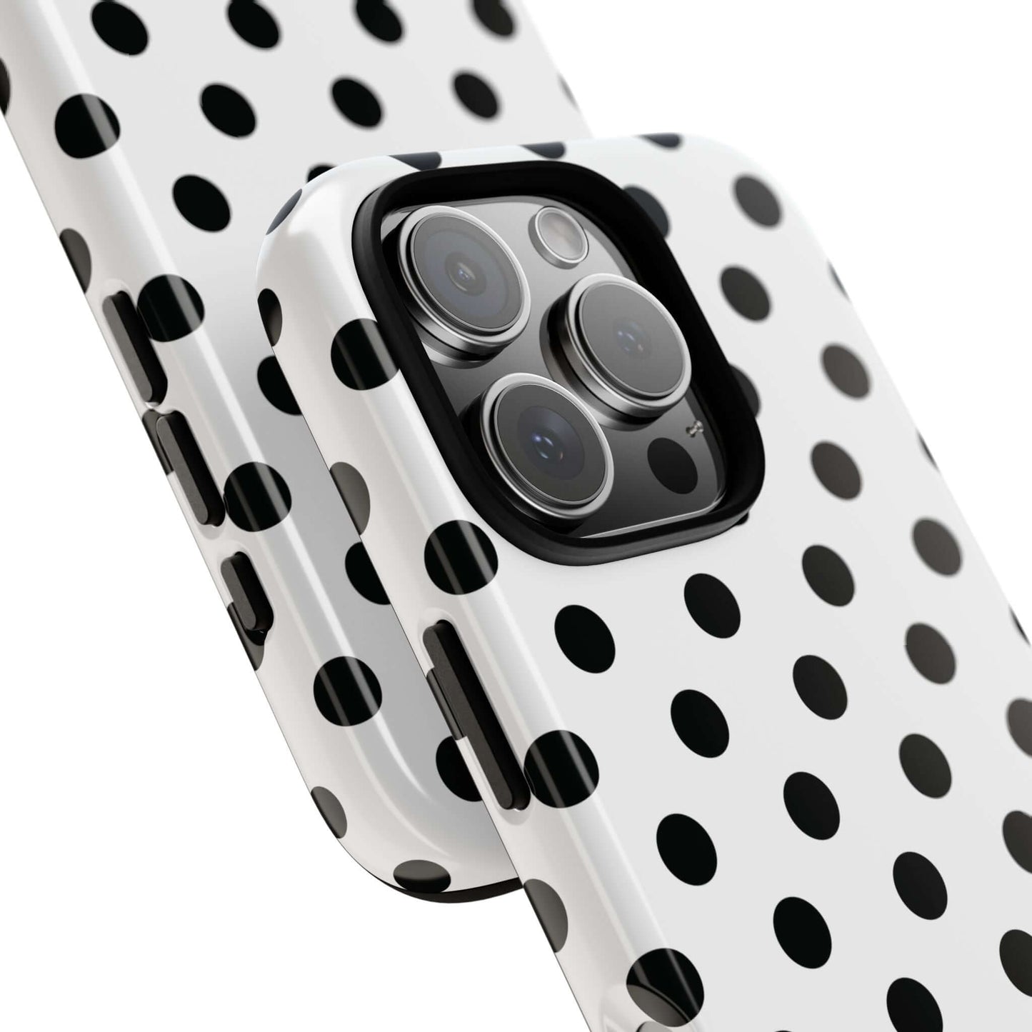 Black & White Polka dot Tough Phone Case for iPhone, Samsung, Google