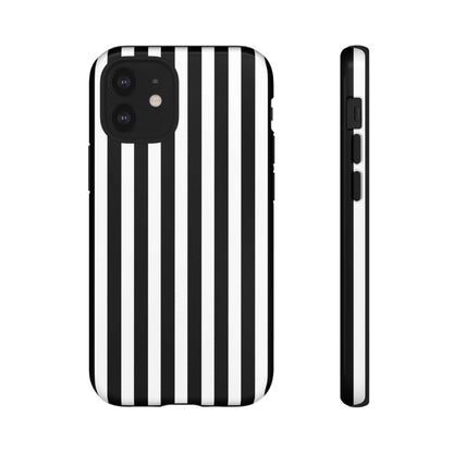 Black & White Horizontal Stripe Tough Phone Case for iPhone, Samsung, and Google Phones