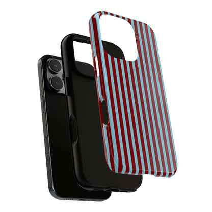 Maroon and Light blue Striped Tough Phone Case for iPhone, Samsung, and Google Phones