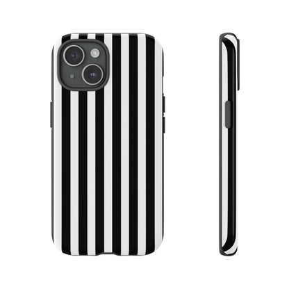 Black White Horizontal Stripe Phone Case Cover, iPhone, Samsung Galaxy S24, and Google Pixel Phones