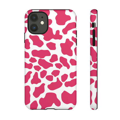 Pink Cow Print Cellphone Case iPhone Samsung Google, Phone Case, JSCHAFFA.com