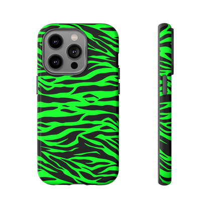 Green Cute Wild Tiger Print Pattern Tough Phone Case, Phone Case, JSCHAFFA.com