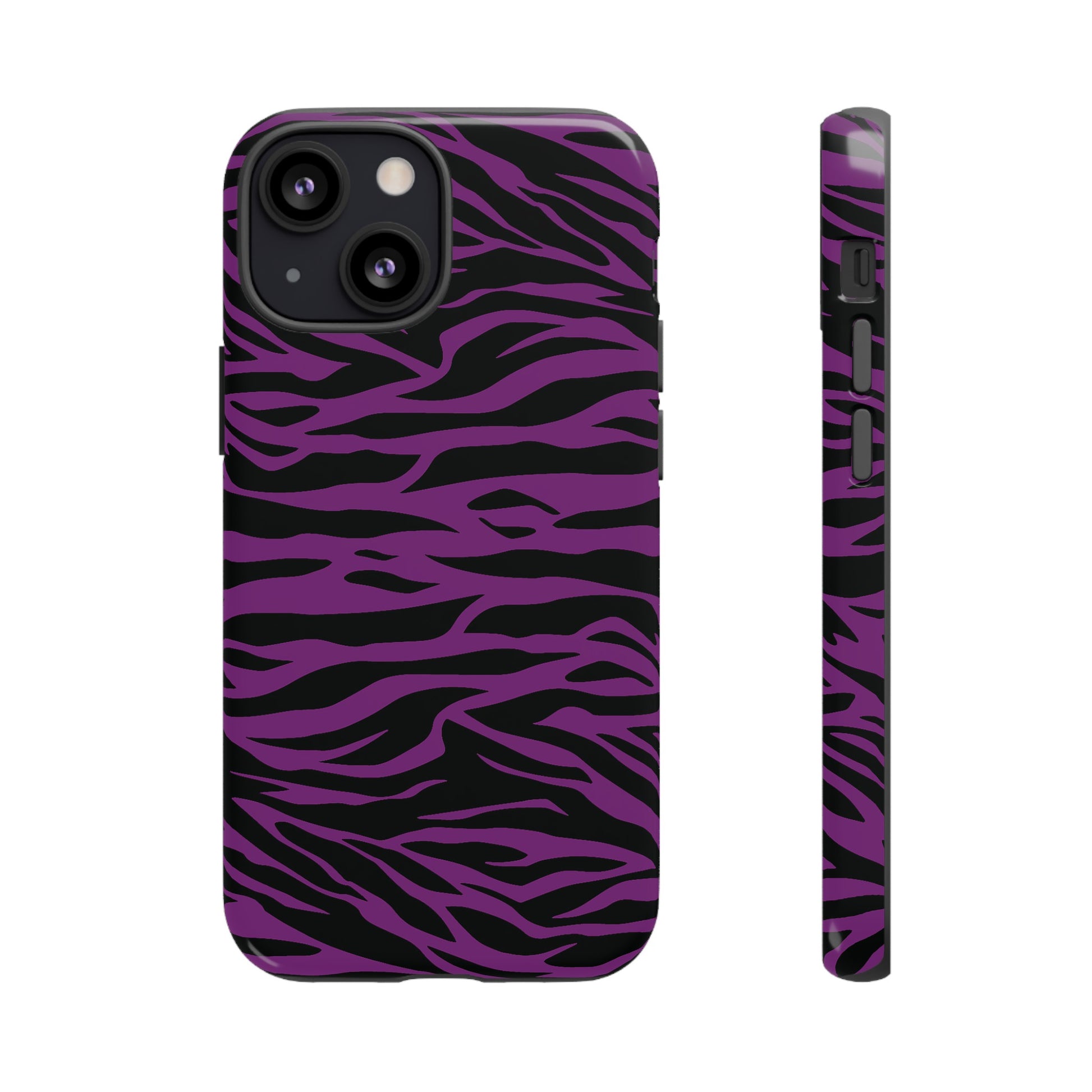 Purple Black Tiger print tough phone case, Phone Case, JSCHAFFA.com