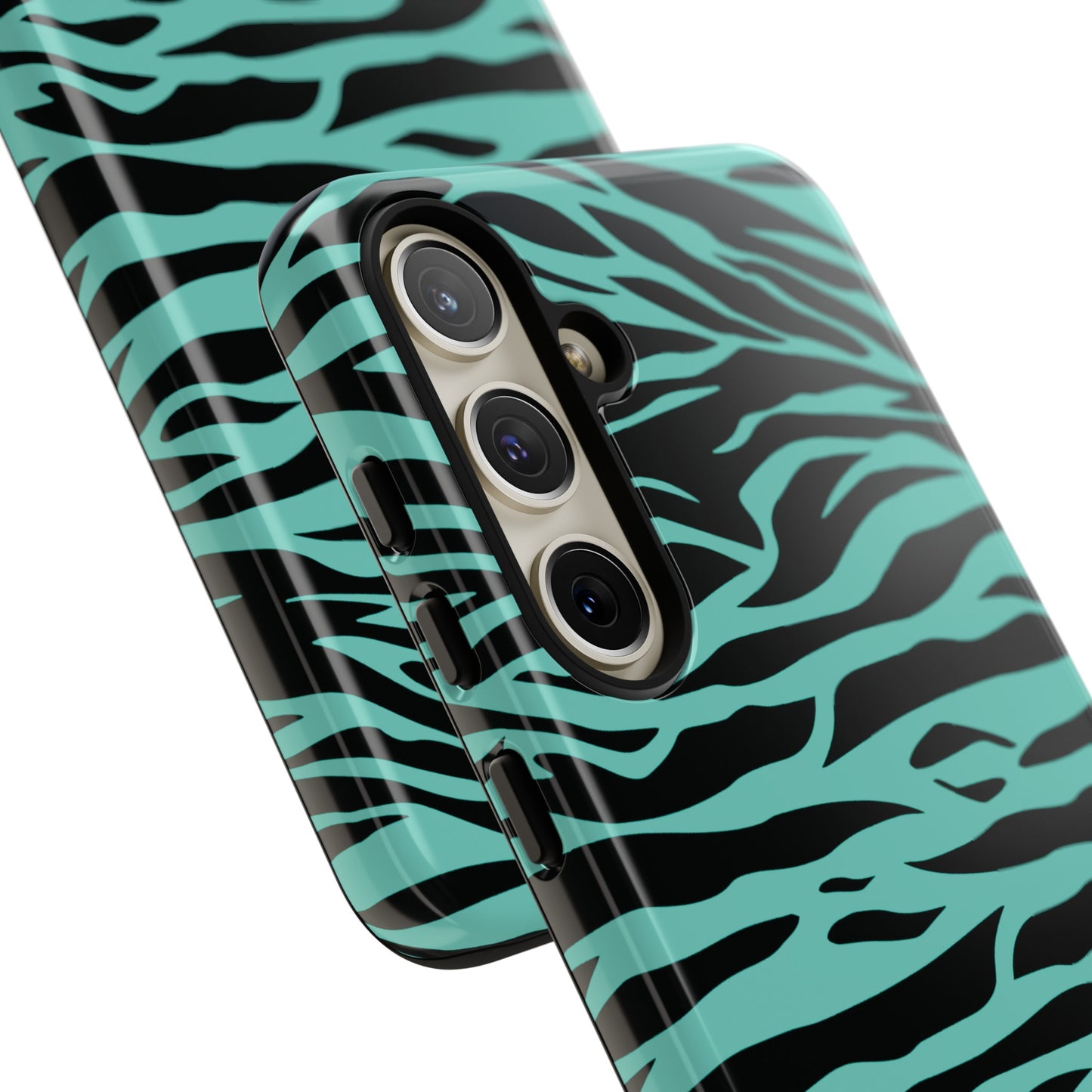 Aqua Cute Wild Tiger Print Pattern Tough Phone Case, Phone Case, JSCHAFFA.com