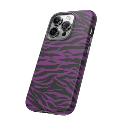 Purple Black Tiger print tough phone case, Phone Case, JSCHAFFA.com