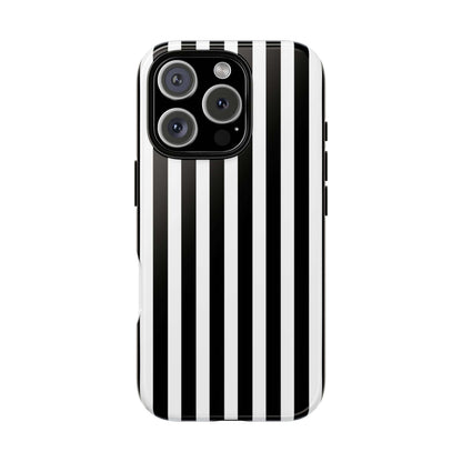 Black & White Horizontal Stripe Tough Phone Case for iPhone, Samsung, and Google Phones