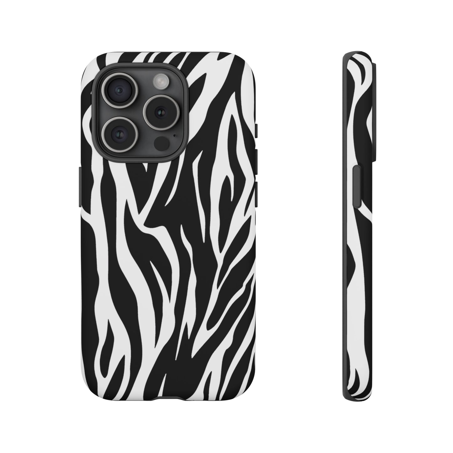 Black White Tiger Print Tough Case Cover for iPhone Samsung and Google phones., Phone Case, JSCHAFFA.com