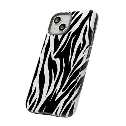 Black White Tiger Print Tough Case Cover for iPhone Samsung and Google phones., Phone Case, JSCHAFFA.com