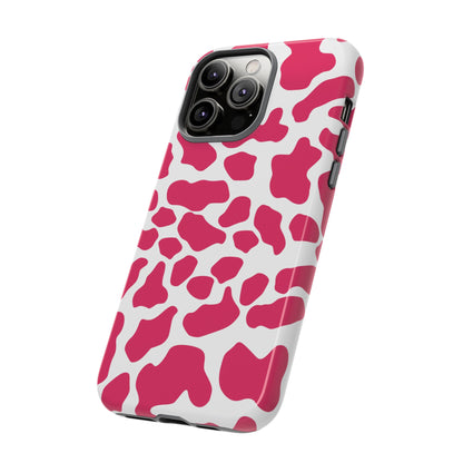 Pink Cow Print Cellphone Case iPhone Samsung Google, Phone Case, JSCHAFFA.com