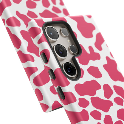 Pink Cow Print Cellphone Case iPhone Samsung Google, Phone Case, JSCHAFFA.com