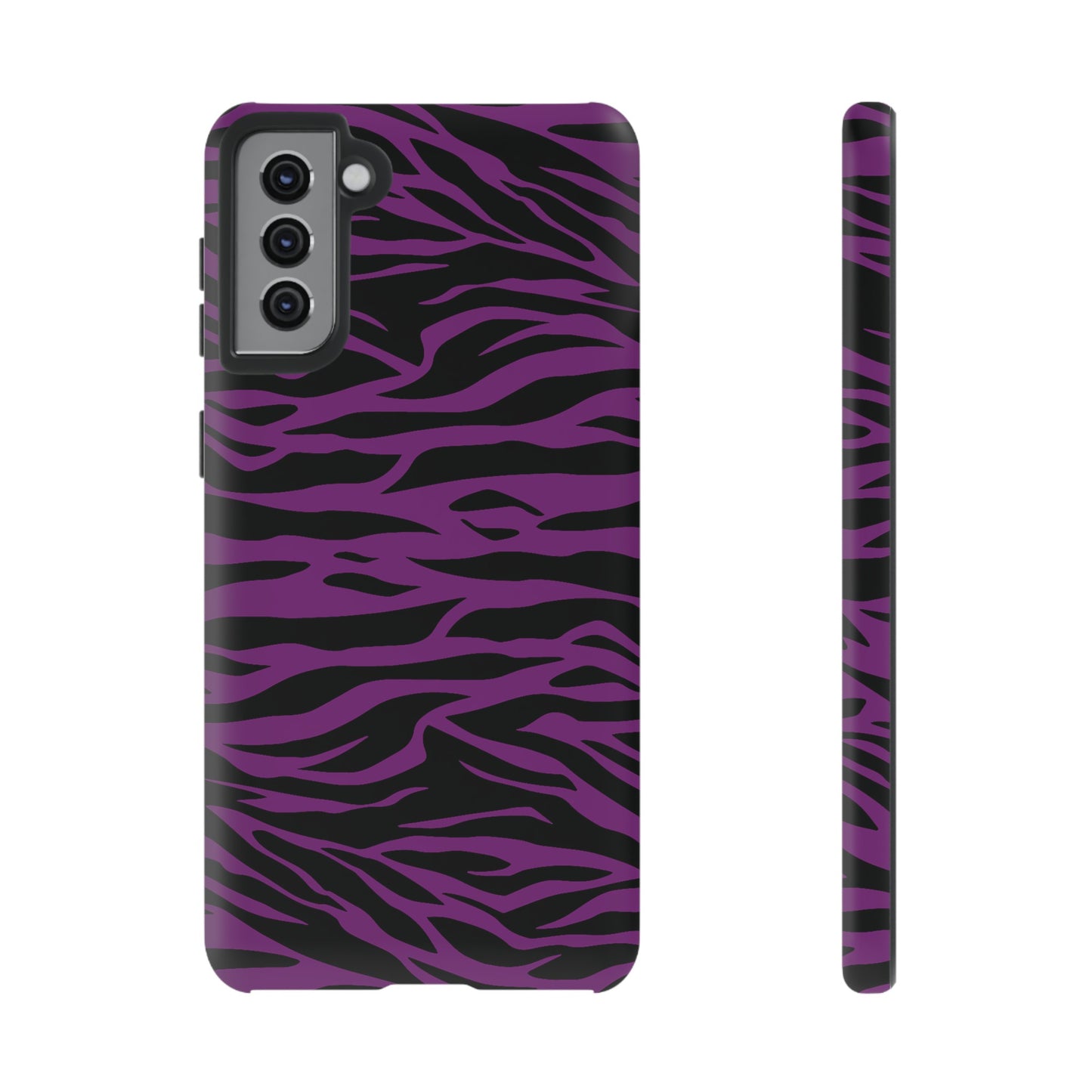 Purple Black Tiger print tough phone case, Phone Case, JSCHAFFA.com