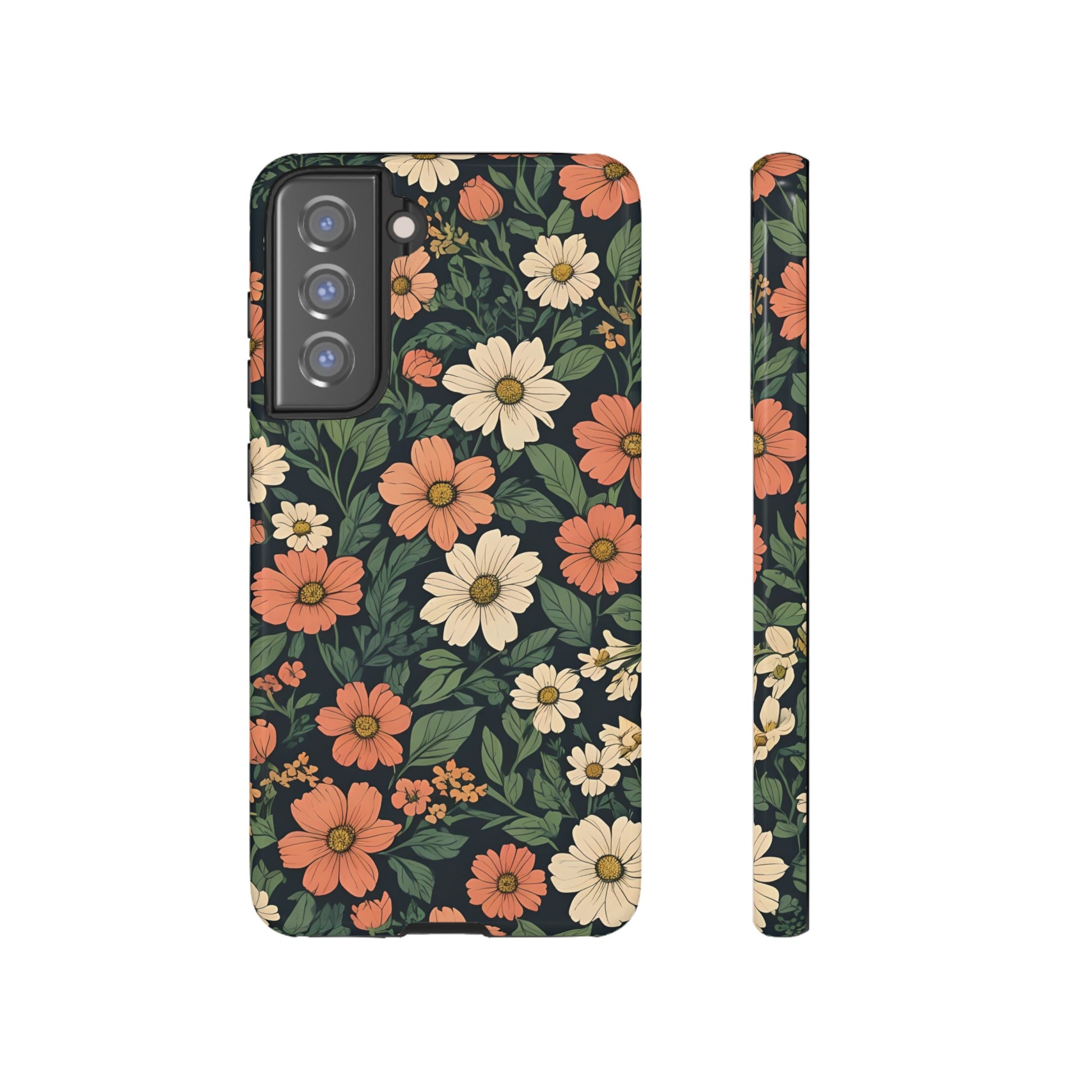 Orange & White Floral Phone Case - Elegant Protection for iPhone, Samsung, and Google Phones, Phone Case, JSCHAFFA.com