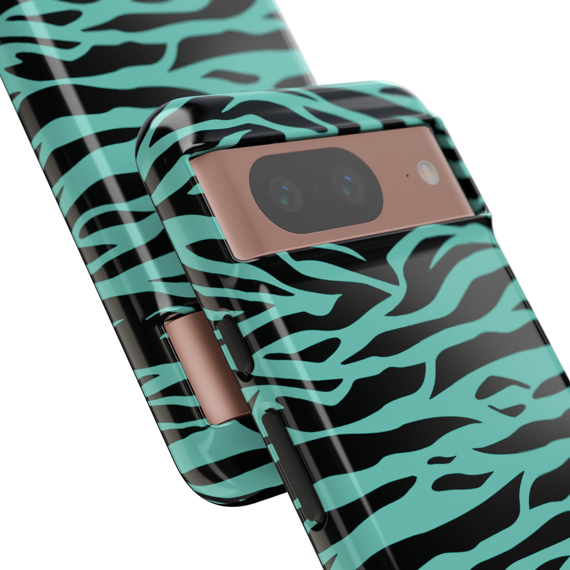 Aqua Cute Wild Tiger Print Pattern Tough Phone Case, Phone Case, JSCHAFFA.com