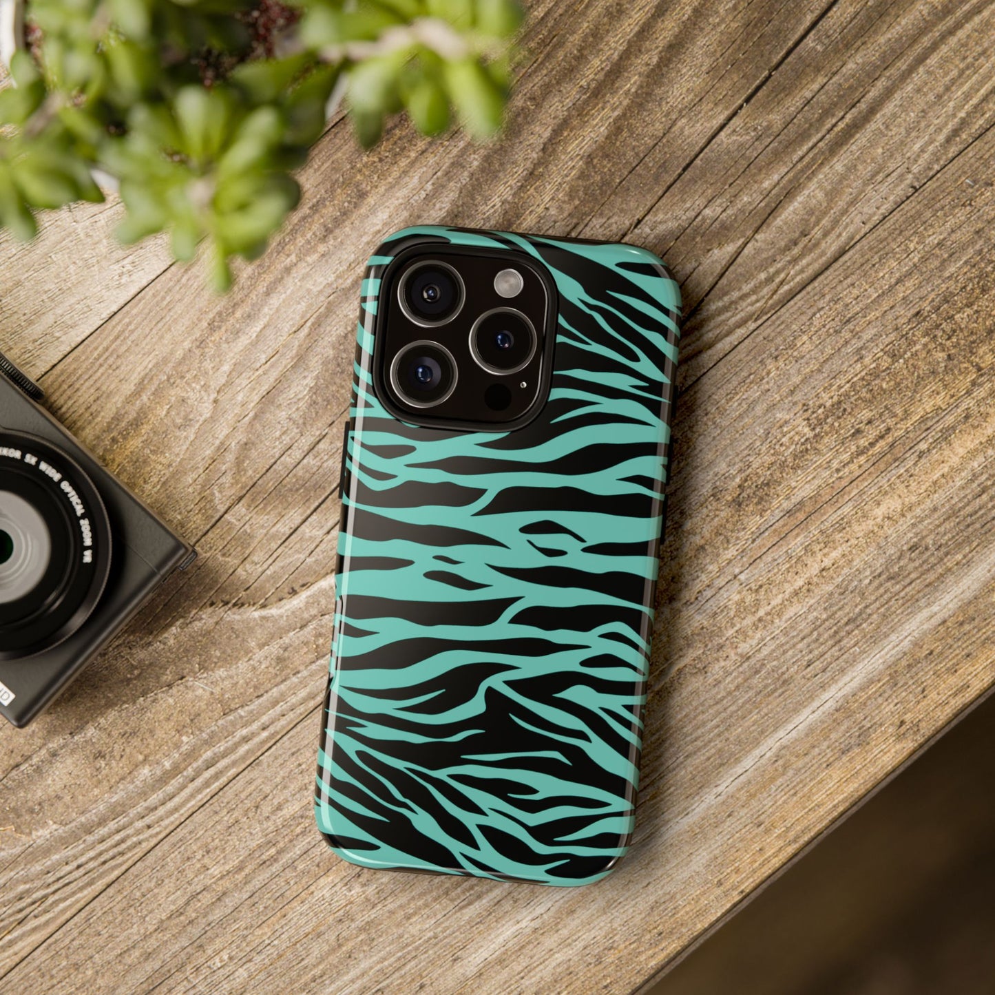 Aqua Cute Wild Tiger Print Pattern Tough Phone Case