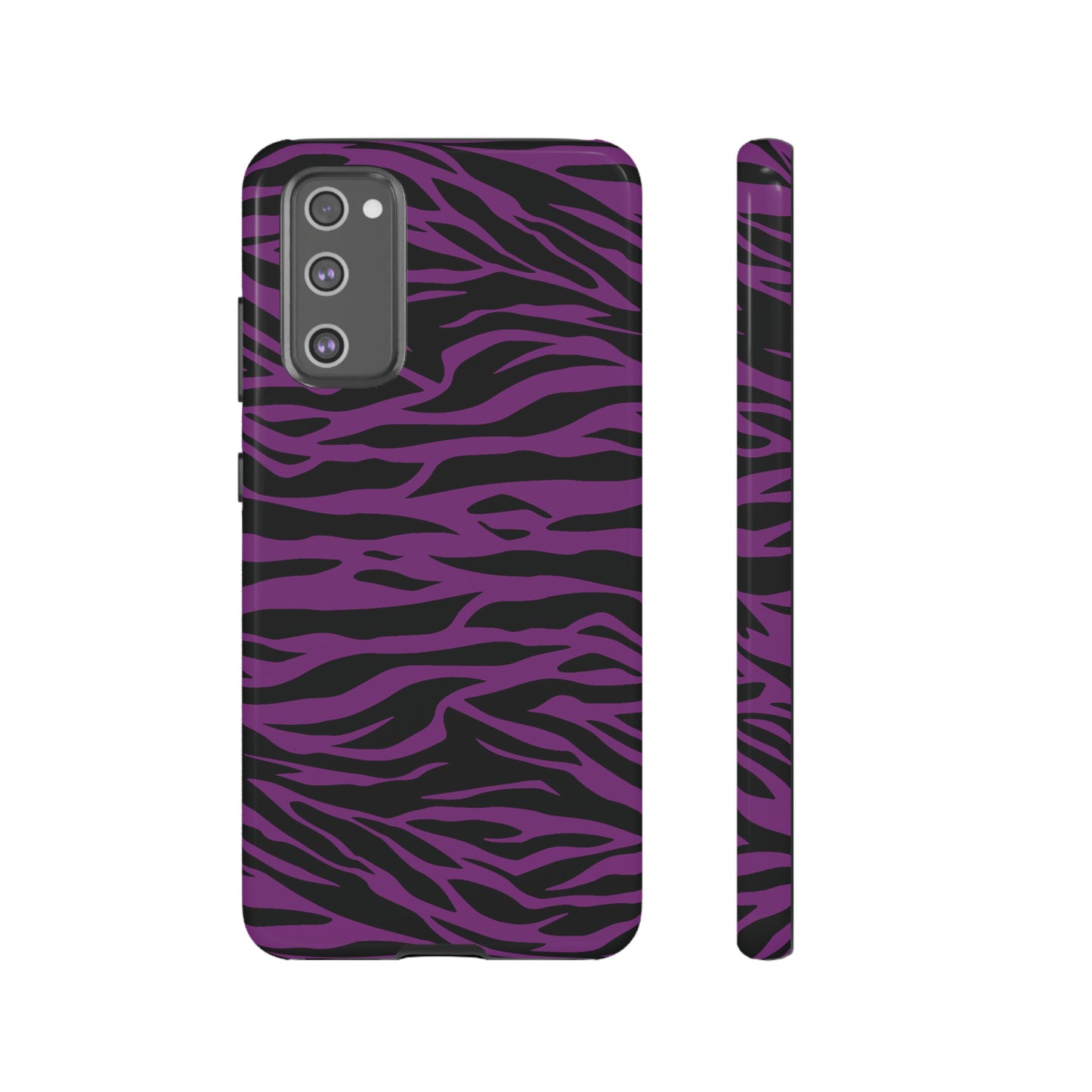 Purple Black Tiger print tough phone case, Phone Case, JSCHAFFA.com