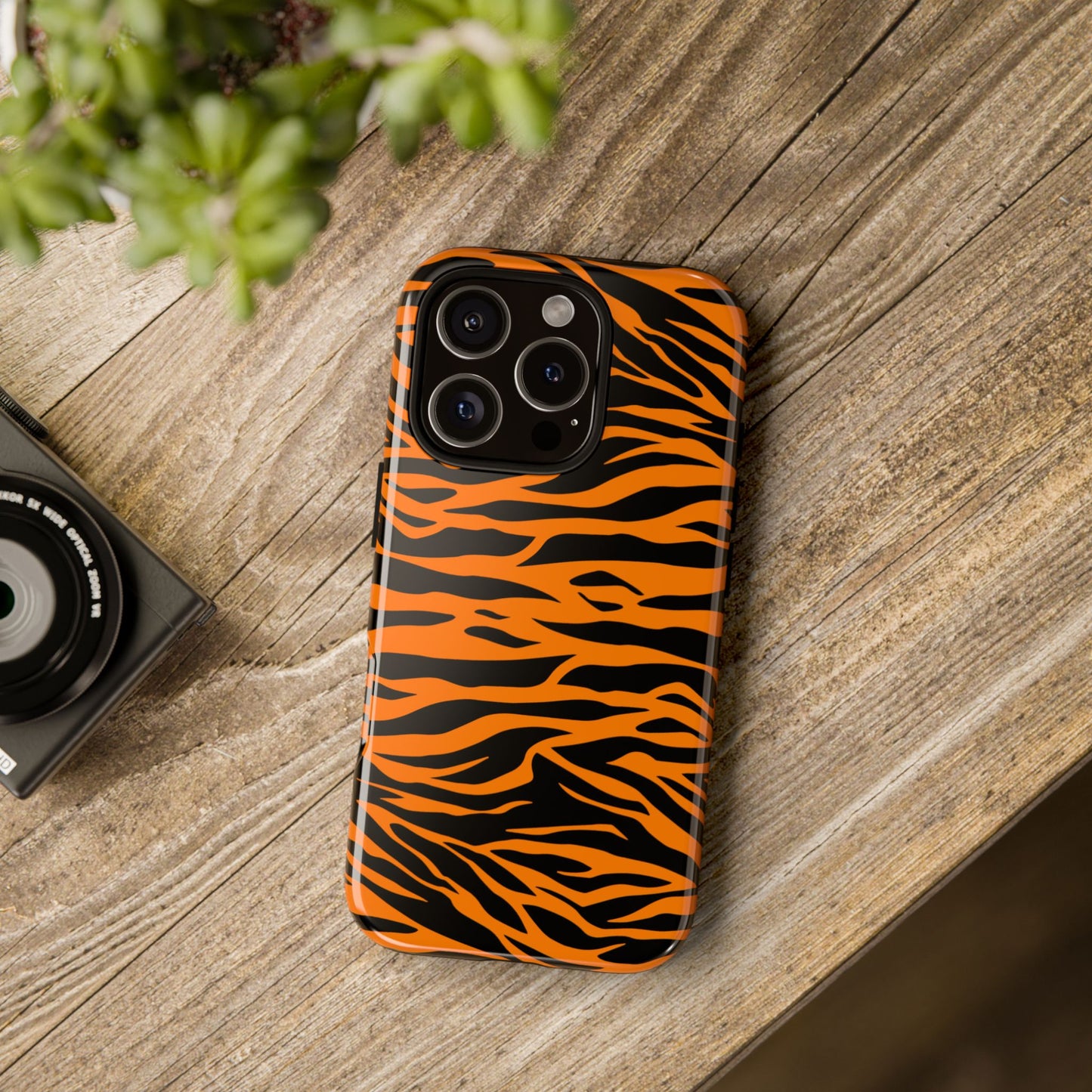 Orange Cute Wild Tiger Print Pattern Tough Phone Case.