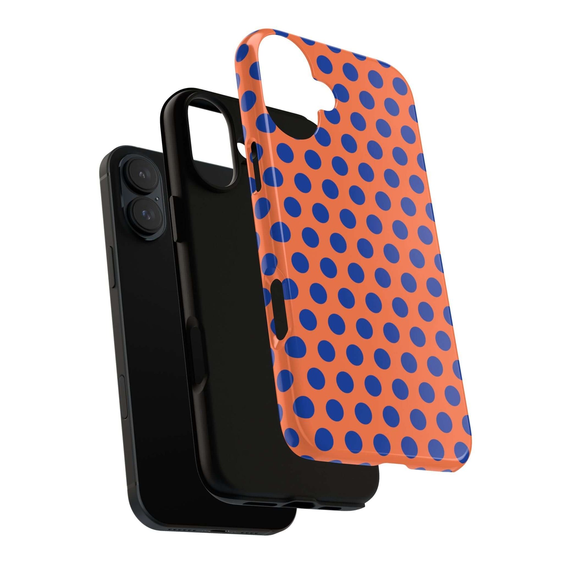 Orange & Blue Polkadot Tough Phone Case for iPhone, Samsung, and Google Phones