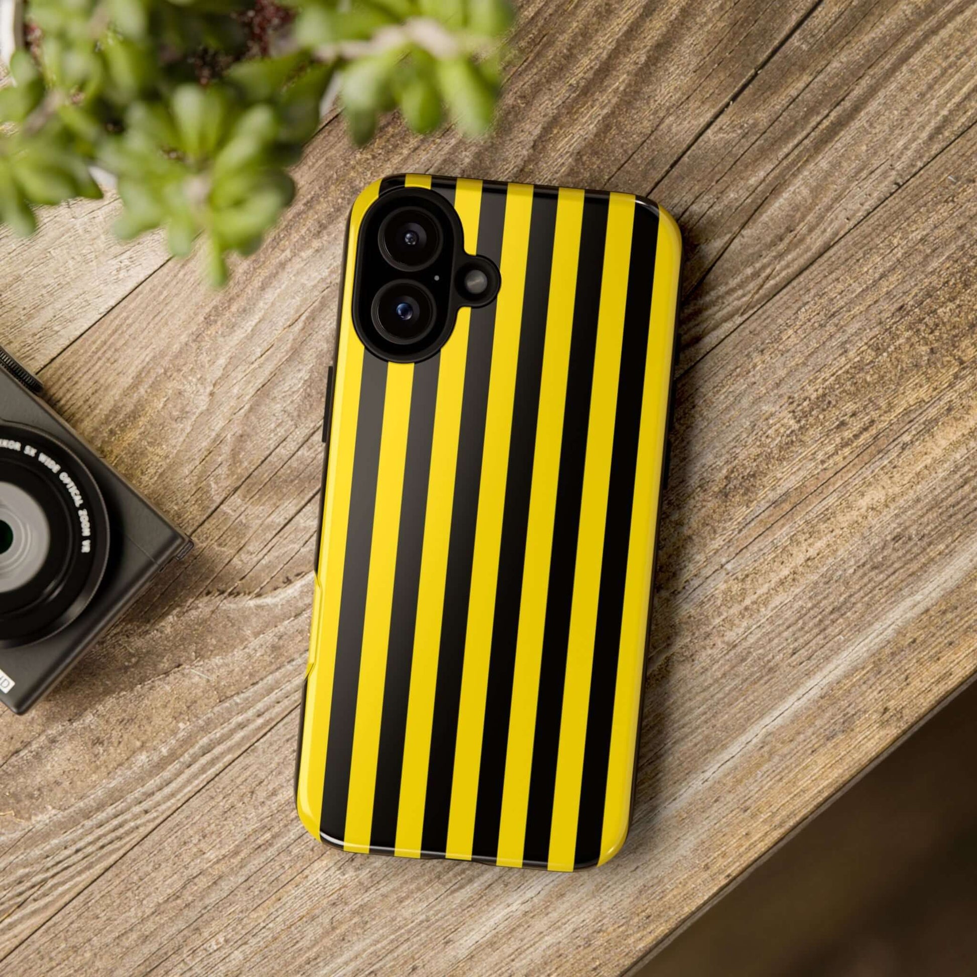 Yellow & Black Stripe Tough Case Phone Case for iPhone, Samsung, Google Mobile phones