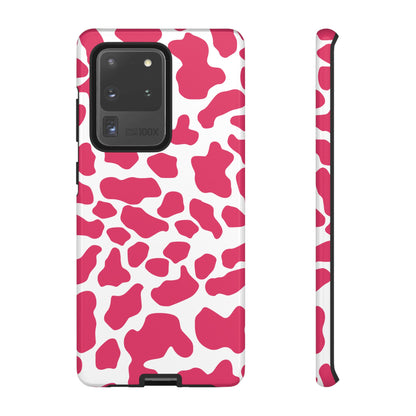 Pink Cow Print Cellphone Case iPhone Samsung Google, Phone Case, JSCHAFFA.com