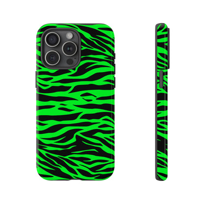 Green Cute Wild Tiger Print Pattern Tough Phone Case, Phone Case, JSCHAFFA.com