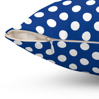 Blue Polka dot Square Throw Pillow Jschaffa.com