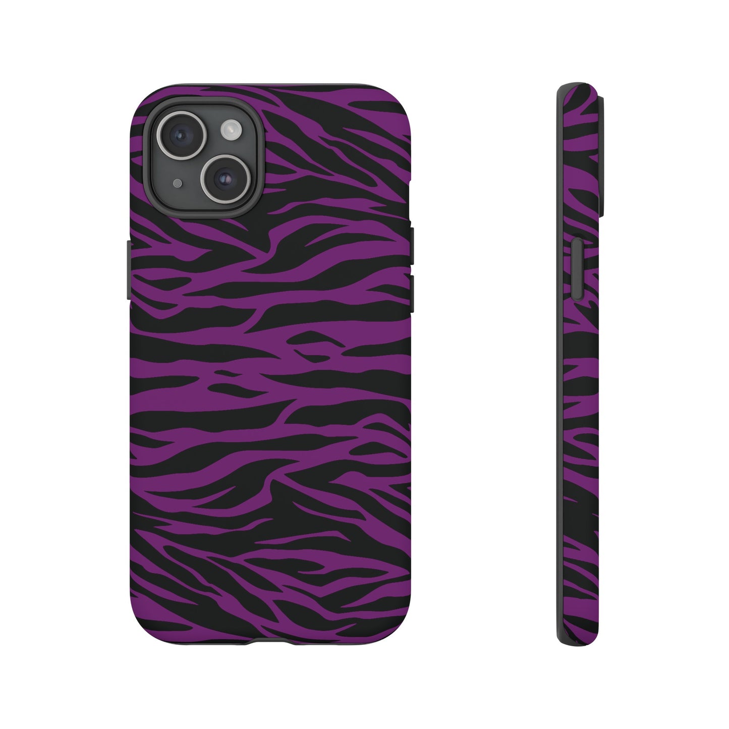 Purple Black Tiger print tough phone case, Phone Case, JSCHAFFA.com