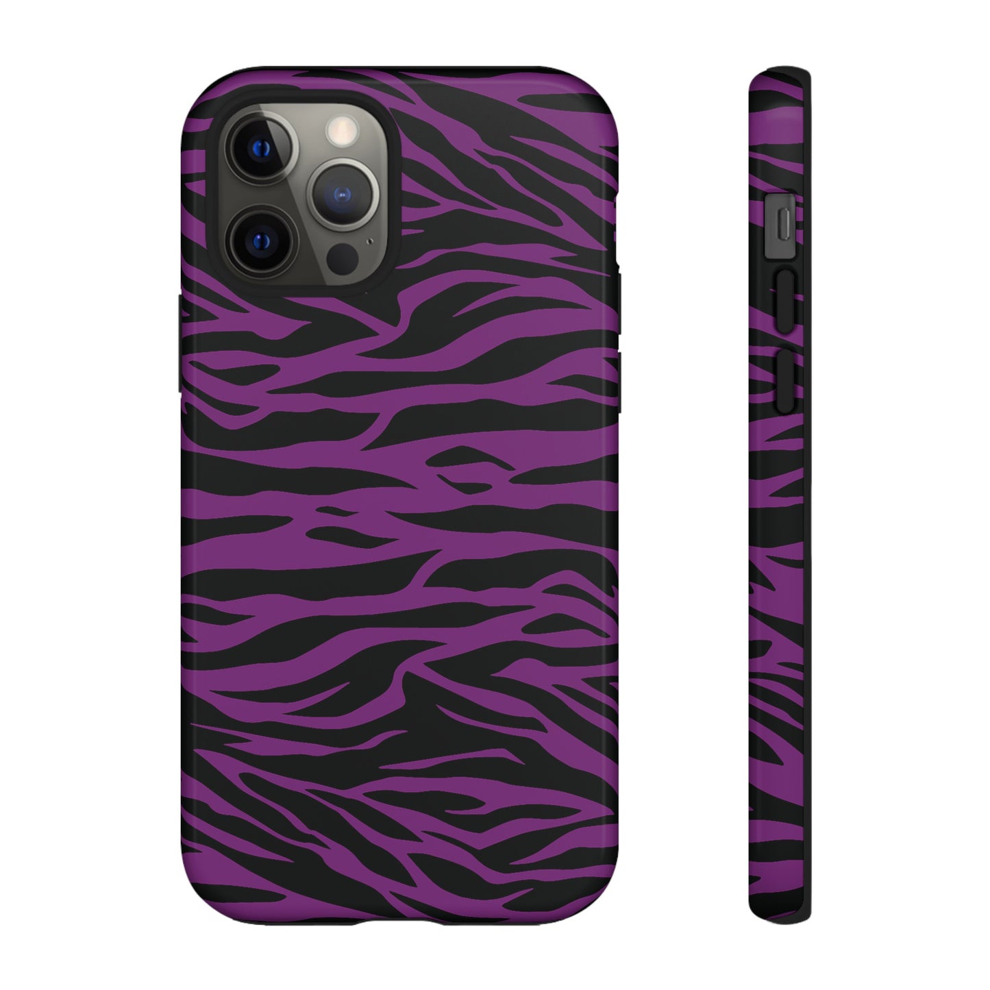 Purple Black Tiger print tough phone case, Phone Case, JSCHAFFA.com