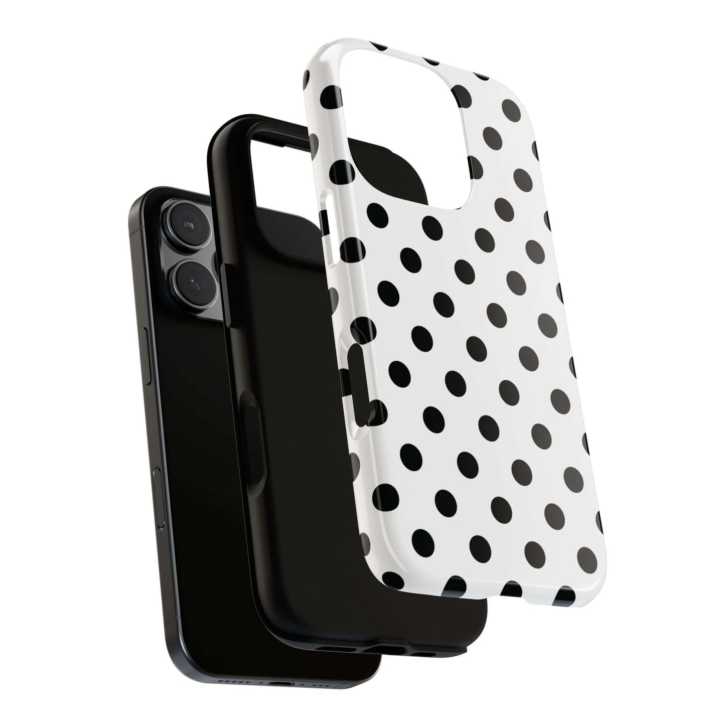 Black & White Polka dot Tough Phone Case for iPhone, Samsung, Google