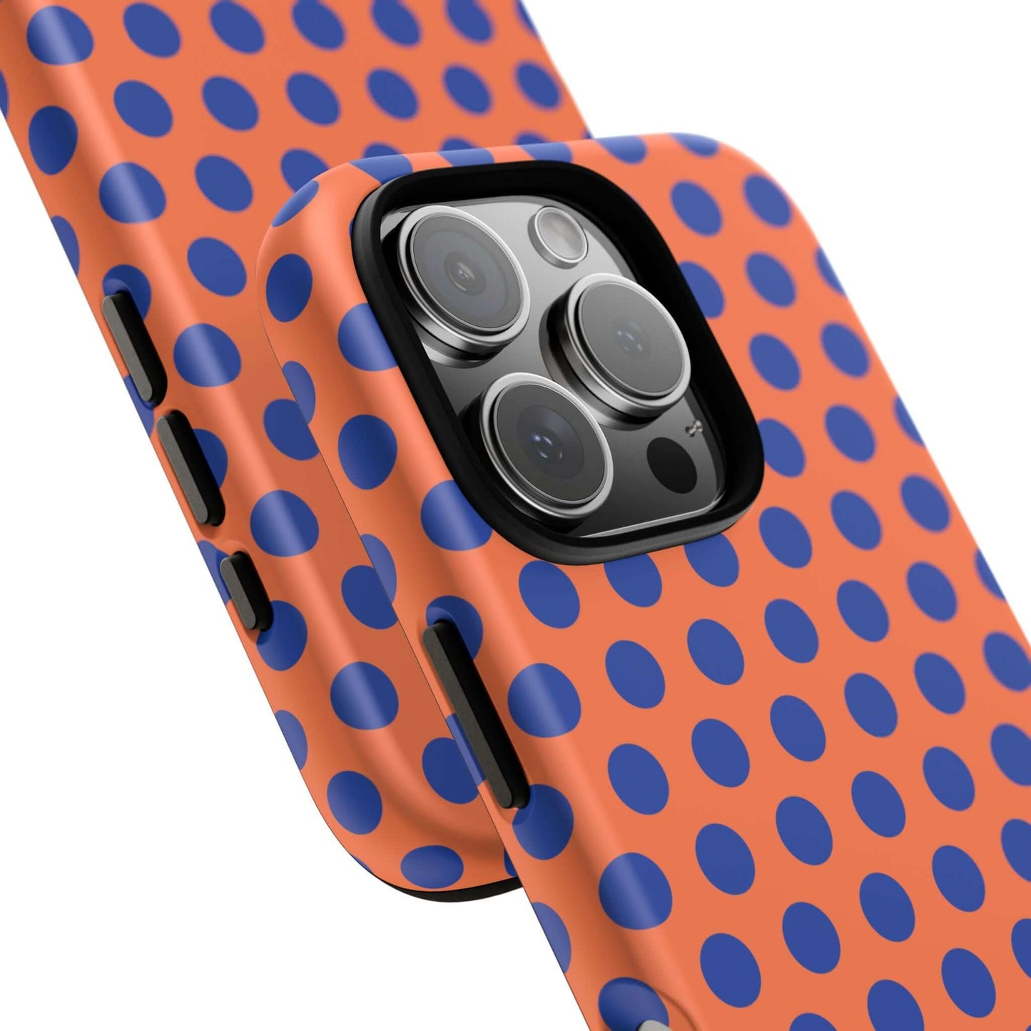 Orange & Blue Polkadot Tough Phone Case for iPhone, Samsung, and Google Phones